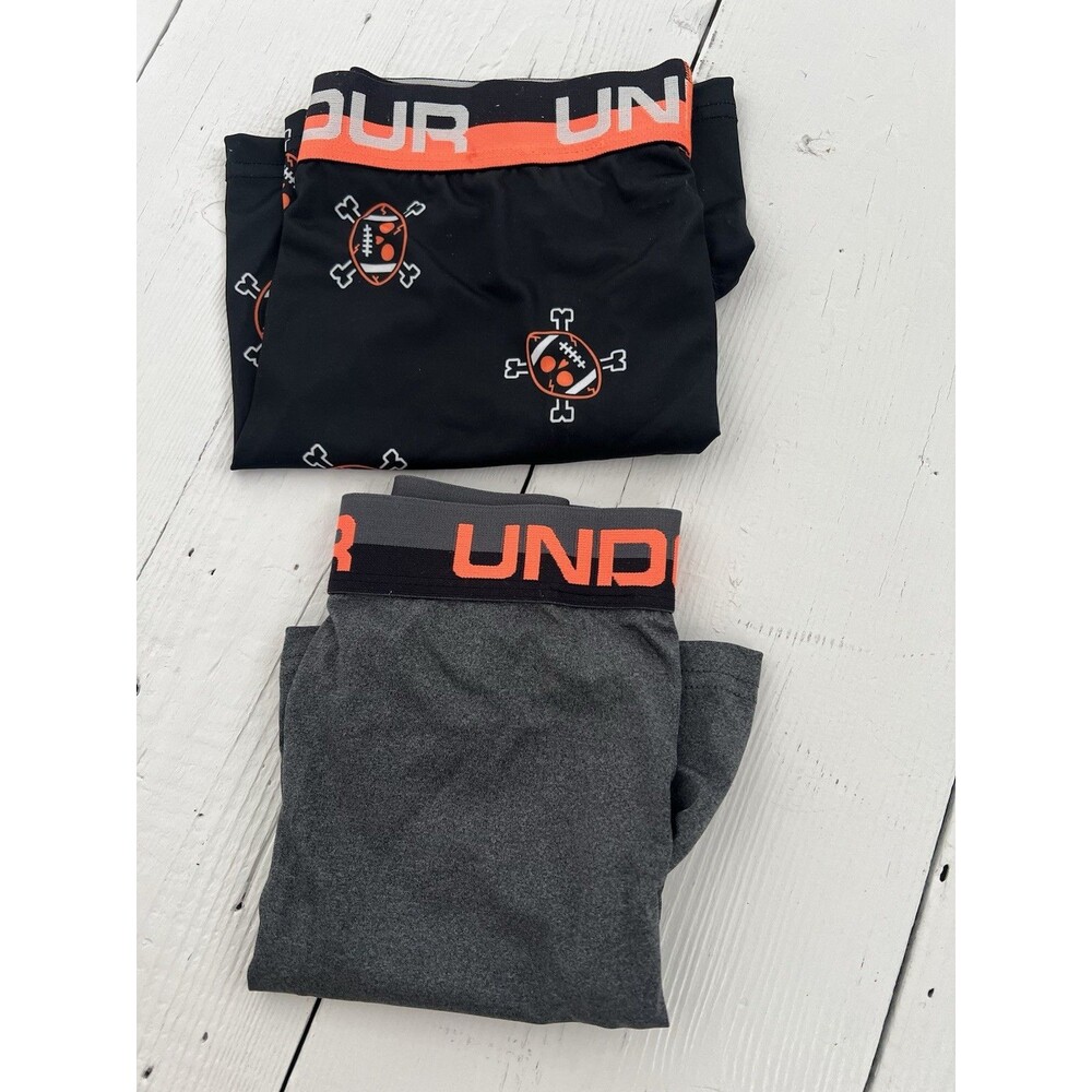 UNDER ARMOUR Boys Youth XL Pack Boxer Briefs Stretch Black Gray Orange Halloween